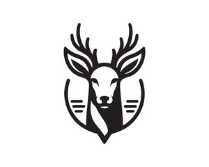 Deer logo vector template. Deer head icon symbol vector illustration. Deer silhouette logo black and white.