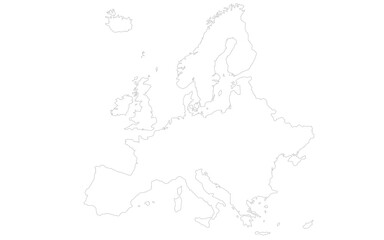Europe map outline. sketch line art map of Europe. border map, Europe continentboundary maps