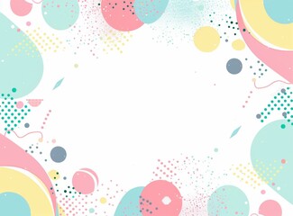 A colorful background with stars and a white frame