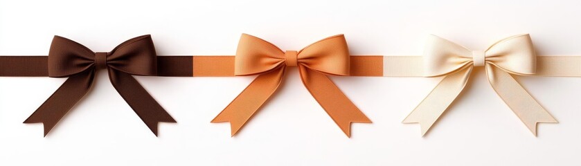 Fototapeta premium Elegant ribbon bows in various hues perfect for gifts, decorations, or craft projects, showcasing versatility and style.