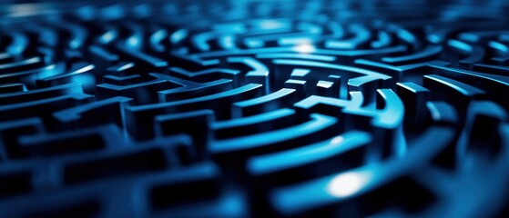 Intricate blue maze design showcasing depth and complexity, ideal for backgrounds and abstract concepts in modern art.