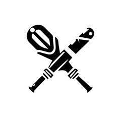 Racquet liner and solid vector vector icon  in black and white filled and solid style  in black