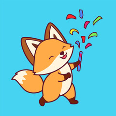 Cute Fox Cartoon Illustration Vector