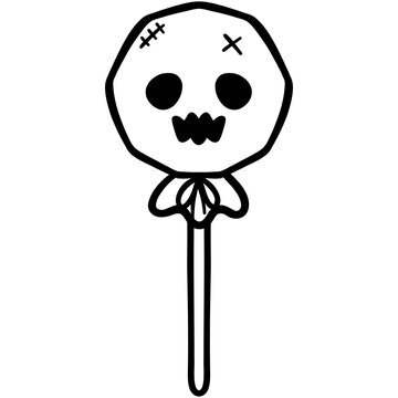 black and white halloween lollipop clip art preview