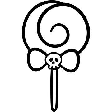 halloween lollipop with skull bow clip art preview