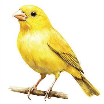 recommend clip art: cute Canary Bird watercolor clipart illustration isolated