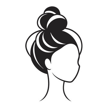 recommend clip art: Messy hair bun line art vector illustration on a transparent background