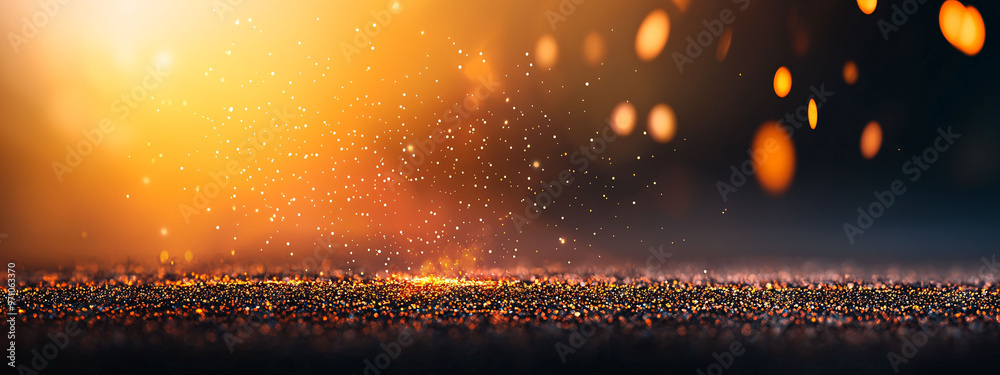Poster a tranquil abstract background with floating glowing particles creates serene atmosphere. warm color