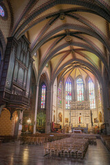 Fototapeta premium Perpignan, France - 27 Aug, 2024: Interior of the 14th century Saint Jean Cathedral, Perpignan, Pyrenees Orientales
