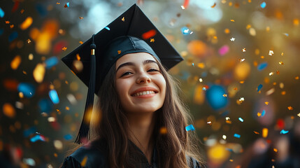 Graduation in square academic cap background