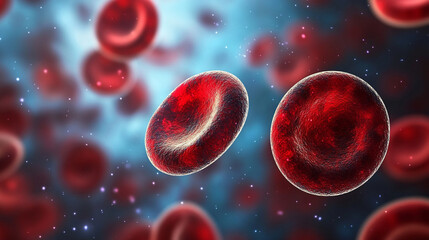 Naklejka premium 3D illustration of red blood cells moving through a vein, depicting the circulatory system.