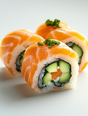 Fresh Tuna and Cucumber Sushi Rolls Ready to Eat