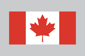 Obraz premium National Flag of Canada, canadian flag in 1:2 proportion, maple leaf flag vector illustration with a grey background