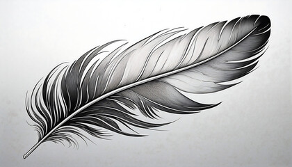  Minimalistic black and white feather drawing – A sleek and simple illustration of a feather_1(191)