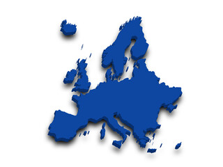 3d render map of Europe with borders, Europe continent administrative map with color on white background. EU, European map
