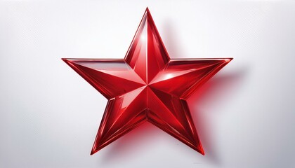 Obraz premium Red glass star on white background, symbolizing excellence and achievement