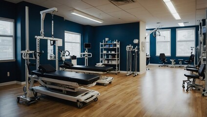 High-tech rehab center using VR for physical therapy.