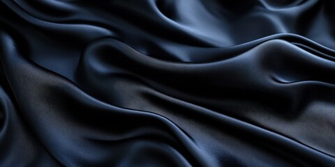 Fototapeta premium Luxurious black silk fabric with flowing dark gray folds, creating a smooth and elegant texture perfect for high-end fashion designs, luxury branding, or premium product visuals that evoke sophisticat