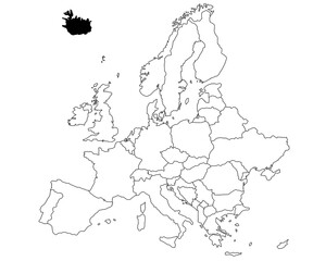 Map of  Country in Europe continent on white background. single Country map highlighted by black colour on Europe map. European Continent, EU