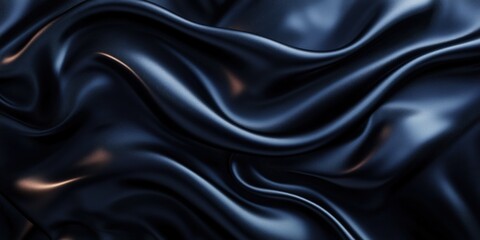 Obraz premium Luxurious black silk fabric with flowing dark gray folds, creating a smooth and elegant texture perfect for high-end fashion designs, luxury branding, or premium product visuals that evoke sophisticat