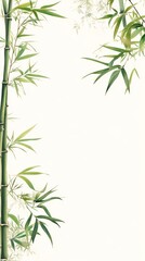 Naklejka premium Traditional Japanese menu template with bamboo illustrations and spacious blank areas, Japanese Restaurant Menu Templates, Cultural and serene