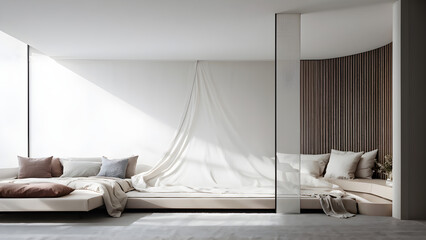 Double bed blanket pillow in minimalist bedroom ,Close up of a specific part