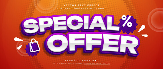Discount promotion text effect on abstract background, sale vector graphic style