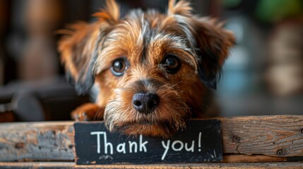 Cute Puppy with "Thank You!" Sign and Advertising Banner