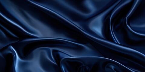 Obraz premium Elegant blue satin fabric with smooth, flowing folds, creating a luxurious and stylish background perfect for high-end product designs, fashion branding, or premium visual presentations that evoke sop