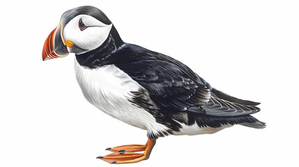 Obraz premium magnificent realistic Puffin on white background