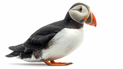 Naklejka premium magnificent realistic Puffin on white background