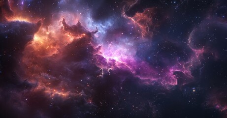 Naklejka premium Majestic Cosmic Tapestry Captivating Galactic Landscape in Vivid Hues