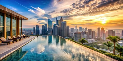 Iconic hotel and entertainment complex in Singapore with rooftop infinity pool and stunning skyline views