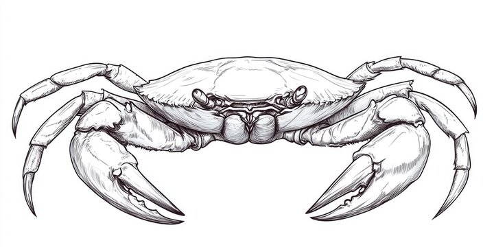 recommend clip art: Line art illustration of a crab featuring its claws sketched in a linear style against a white background