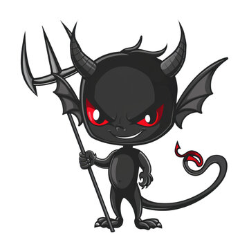illustration of a little cute devil isolated on white or transparent png