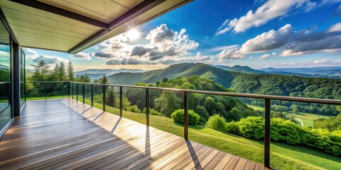 A breathtaking balcony overlooking a lush landscape with gorgeous views, balcony, landscape, view, beautiful, stunning