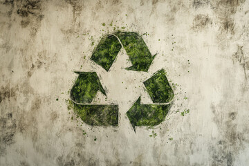 An eco-conscious background featuring a large recycling symbol composed of hand-drawn, green doodles on a textured, off-white canvas for a creative feel.
