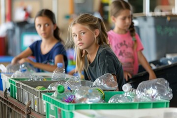 The recycling project: Students work together to start a recycling program in their school, fostering environmental awareness