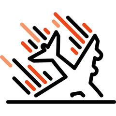 Simple vector icon crashed plane
