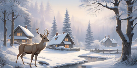 winter landscape with snow covered trees