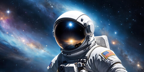 An Astronaut in open space, Astronaut floating in space