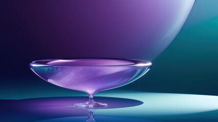 Abstract Glass Goblet with Purple Gradient Background
