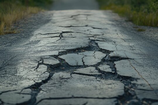 cracks in a country road