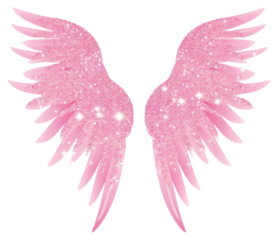 PNG Angel wings icon glitter pink white background.