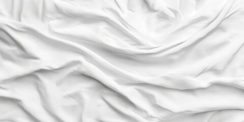 Obraz premium Abstract white crumpled fabric texture background with soft folds, perfect for product mockups, textile designs, or minimalist visual projects that require a clean and elegant fabric texture.