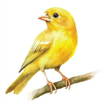 recommend clip art: cute Canary watercolor clipart illustration isolated