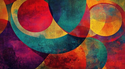 Fototapeta premium Retro abstract wallpaper featuring vibrant, organic shapes and diverse colors, creating an artistic background with vintage charm.