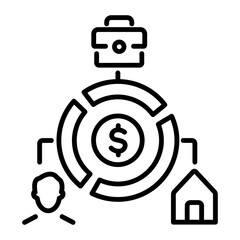 Asset allocation icon in outline style 