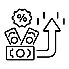 Return rate icon in linear style