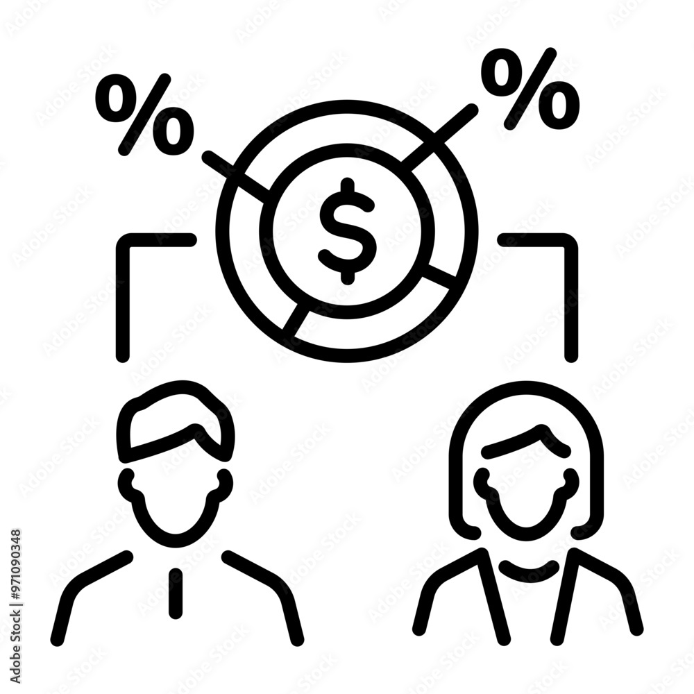 Wall mural profit sharing icon in linear style